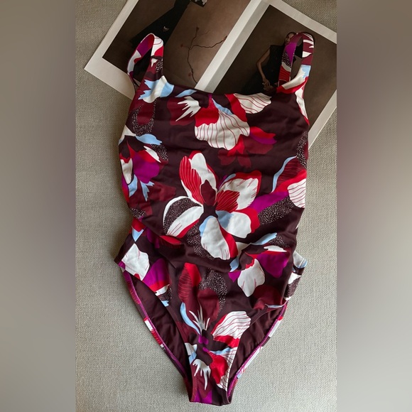 Athleta Hermosa One Piece Swimsuit In Hero Bloom Decadent Chocolate Size S - Picture 3 of 11